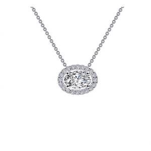NEW LAFONN women's oval halo necklace in silver
